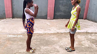 African Girls Playing Local Game Outdoor