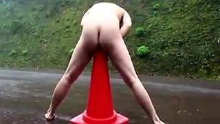 Asian chick's public anal ride