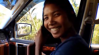 HD Hurricane Irma survivor 8 month pregnant Thai Teen deepthroat throatpie cum swallow in car