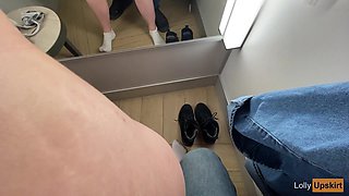 Risky romp with a trampy doll in the fitting apartment (public pounding)