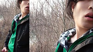 Jon Arteen enjoys thick cum during outdoor gay masturbation session