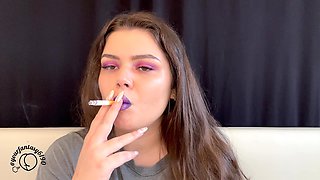 Purple Smoke Seduction: Close-up Vaping & Smoking