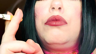 Pink PVC & A New Collar! BBW Tina Snua Smokes A Winston Cork 10 Cigarette - Smoking Smoker Shiny