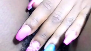 Hairy Black Amateur Close-Up Masturbation Video