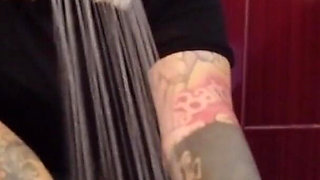 Tattooed blonde MILF washes her feet