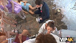 Vip4k. hot bride is having a cruel xxx with a sir of ceremonies, guests are shocked