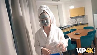 Watch as natural-titted debtor with small tits pays her debt with tight pussy and asshole