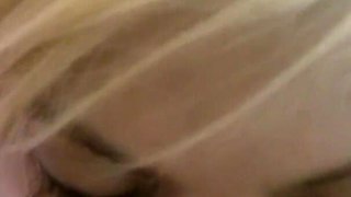 Lacey masturbates and then gives a swallow blowjob