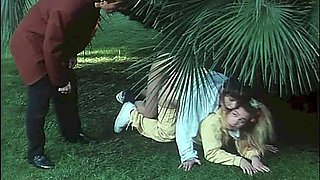 90's Teeny Fucks with Janitor in College Garden