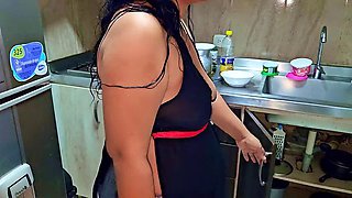 Squirting orgasm in the kitchen in front of my stepson, Im a horny stepmom MILF. Do you want to be my stepson?