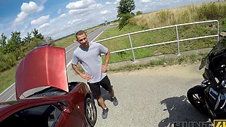 George Uhl and his wife fucked by a stunning czech brunette outdoors
