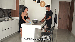 Young Man Asks the Maid Girl for a Special Job and She Pleases Him