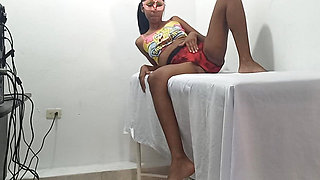 I'm in the massage parlor and since there are no customers, I started touching my tits and vagina.