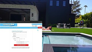 Pool Side Vagina Eating Lesbian Sex