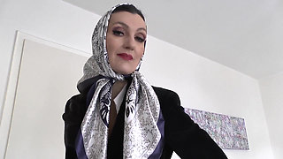 Elegant, Shiny Satin Headscarf Fashion Show JOI, Lady Victoria Valente