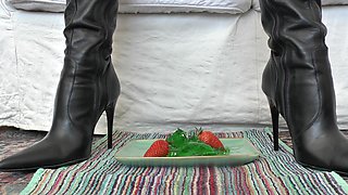 Smoking Mistress and Green Dessert From Boot Soles, POV Clip, Lady Victoria Valente (in German)