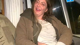 Cracky takes out her nasty pussy for a ride home