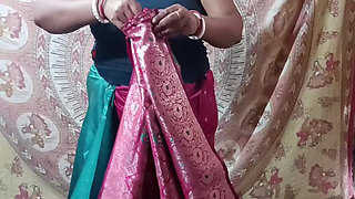 Green Saree Dropping Solo SFW