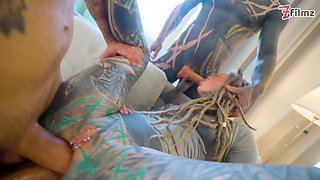 Double Anal Slut - Gangbang with Tattoo Girl Anuskatzz ends with big Facial - ATM, DAP, DP
