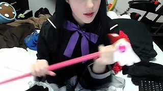 Cute curly brunette solo webcam masturbation