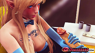 3D Hentai Featuring a Blue-Eyed Sexy Blonde Elf - Exciting Handjob, Deepthroat Blowjob, and Thrilling Wall Mouth Fuck Cumshot