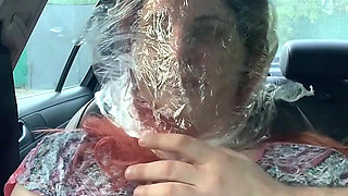 Plastic Wrap Breathplay in Car Outdoor