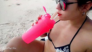 Drinking Pee in Beach and Street