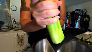 VgWhite prepares cucumber on a hot evening