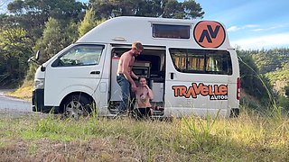 Passionately Fucking And Cumming Inside Slut On A Empty Road In A Van - Public