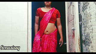 Hot sissy boy beautiful look in pink saree