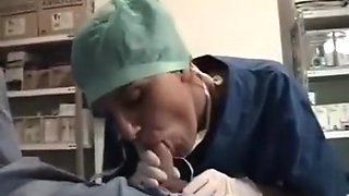 Nurse latex glove blowjob cum