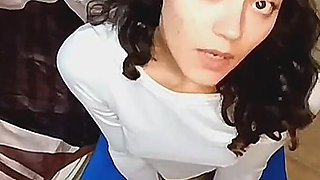 Sexy Latina Girl on Her Knees Asking You to Fill Her Mouth with Milk
