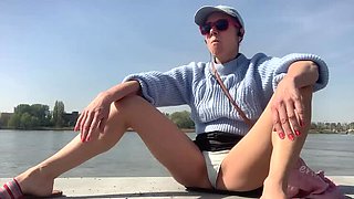 Hot MILF Lolacam Flashes Panties in Spring - Outdoor Exhibitionist Fun