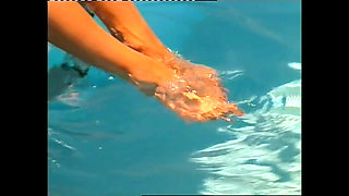 Beautiful Vintage MILF Shows off Her Perfect Feet with Nail Polish in the Pool