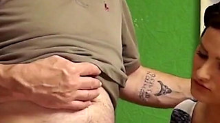 Holly gives his stepdad a hot handjob