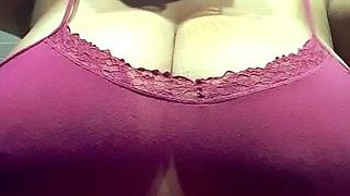 Cute blonde with big boobs solo
