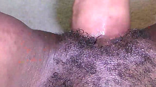 Big Fat White Cock Fucks Ebony Hairy Cunt - Amateur Creampie