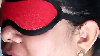 Deep Throated Mature Wife with Eye Mask Sucking