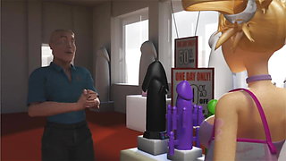 3DGSPOT - Hot Blonde Gets Her Throat Fucked By A Big Cock While Shopping A Dildo! 3D ANIMATION!