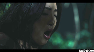 Asian Japanese Girl Emiri Momota Gets Trapped in the Woods - Vines Bondage Creampie