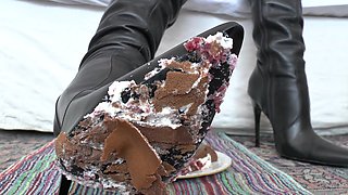 Smoking Mistress and Delicious Dessert From Boot Soles, POV Clip, Lady Victoria Valente