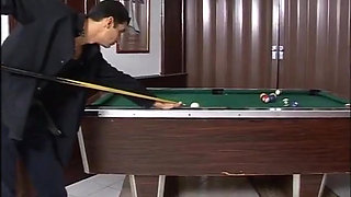 Sexy big boobs fucking on the pool table