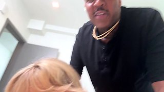 Buxom blonde bombshell passionate about big black cock