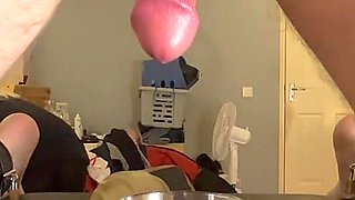Routine Chastity Ball Draining with 4 Ruined Orgasms and Post Orgasm Play