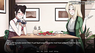 Naruto: Kunoichi Trainer - Tsunade And Tenten Handjob And Foot Job In Public Restaurant - Naruto Hentai Game - #8