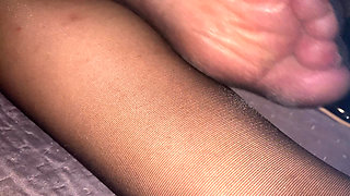Feet in Black Pantyhose to Jerk off and Cum