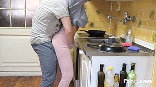 I Fuck Her by Surprise While She Washes the Dishes - Quickie in the Kitchen