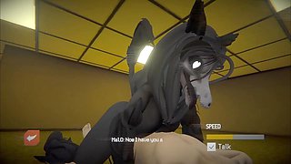 Halloween with SCP characters in a wild three-way animation featuring a sexy futa mom