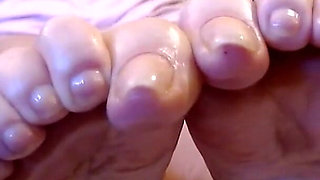 Long Natural Toenails Oiled Feet