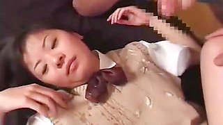 Real amateur asian babe gets bukkake in reality groupsex
